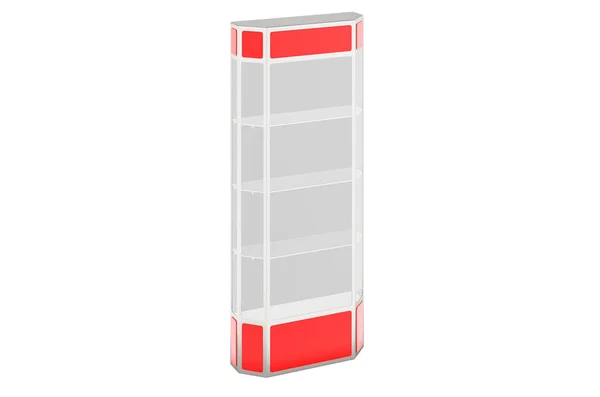 Tower Display Case Shelves Rendering Isolated White Background — Stock Photo, Image