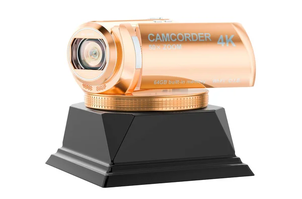 Camcorder Videocamera Golden Award Concept Rendering Isolated White Background — Stock Photo, Image