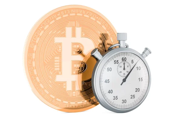 Bitcoin Stopwatch Rendering Isolated White Background — Stock Photo, Image