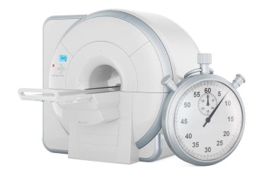 MRI 'lı Stopwatch, beyaz arkaplanda 3 boyutlu görüntüleme