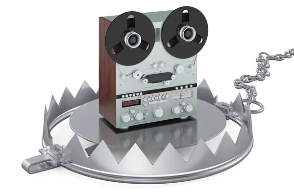 Bear Trap Reel Reel Tape Recorder Rendering Isolated White Background — Stock Photo, Image