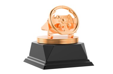 Altın ödüllü direksiyon konsepti. Beyaz arkaplanda 3B görüntüleme izole edildi