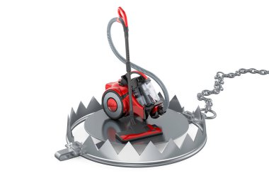 Elektrik süpürgesiyle Ayı Kapanı, beyaz arkaplanda 3 boyutlu görüntüleme