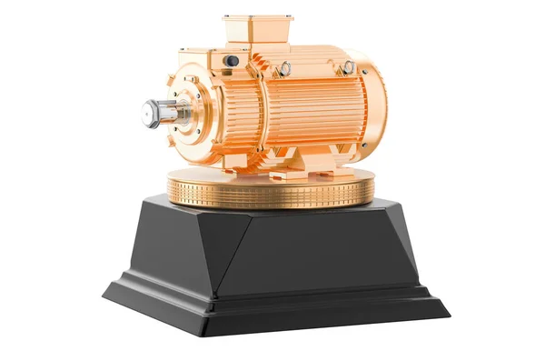 Ηλεκτρικός Κινητήρας Χρυσή Ιδέα Βραβείο Απόδοση Απομονωμένη Λευκό Φόντο — Φωτογραφία Αρχείου