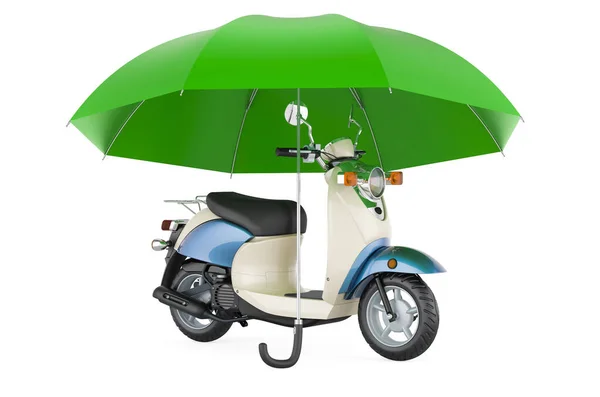 Motorový Skútr Moped Pod Deštníkem Vykreslování Izolované Bílém Pozadí — Stock fotografie