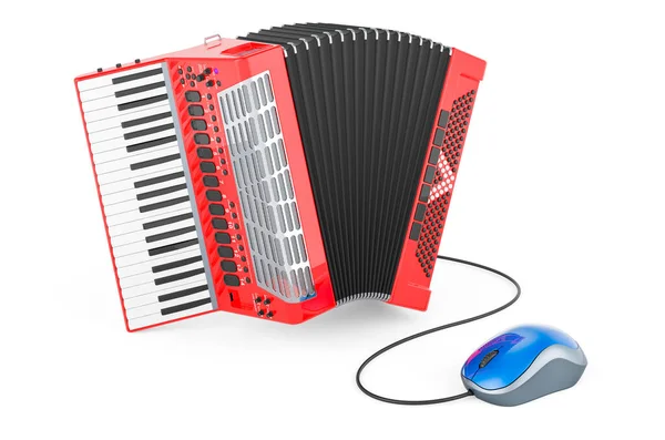 Bilgisayar Faresiyle Piyano Akordeonu Beyaz Arkaplanda Görüntüleme Izole Edildi — Stok fotoğraf