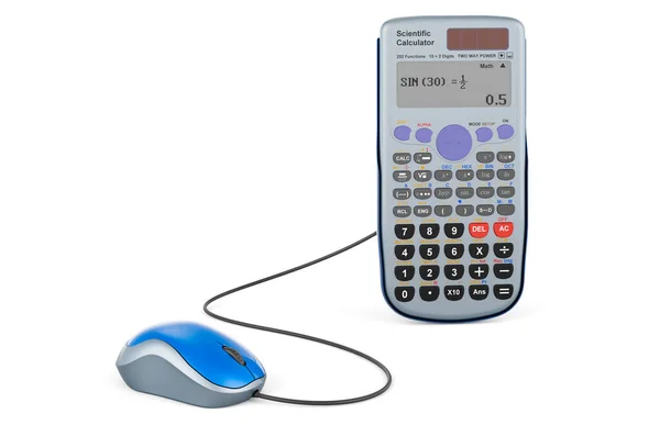 Calculadora Electrónica Con Ratón Ordenador Representación Aislada Sobre Fondo Blanco — Foto de Stock
