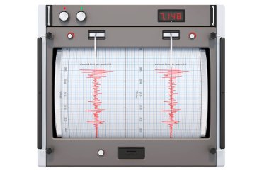 Seismograph closeup, 3D rendering isolated on white background clipart