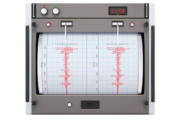 Seismograph Closeup Rendering Isolated White Background — Stock Photo, Image