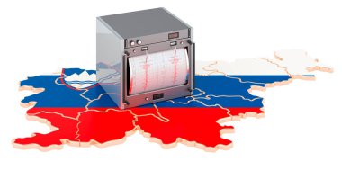 Slovenya 'da deprem, kavram. Slovenya haritasında sismograf var. Beyaz arkaplanda 3B görüntüleme izole edildi
