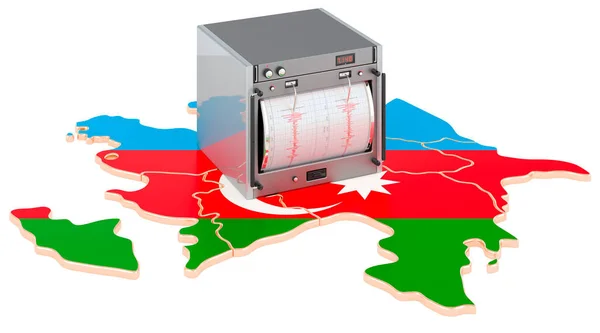 Terremoto Azerbaiyán Concepto Seismograph Mapa Azerbaiyán Representación Aislada Sobre Fondo —  Fotos de Stock