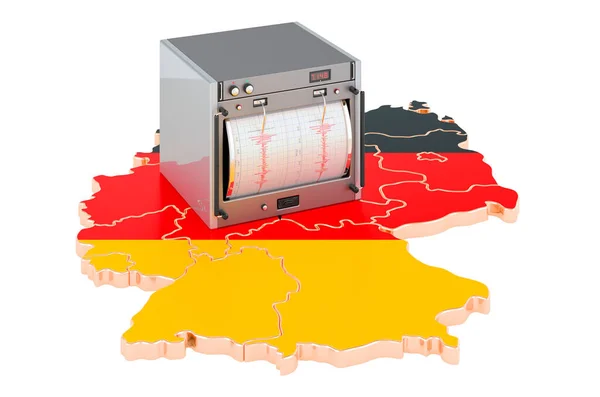 Землетрус Німеччині Концепція Сейсмограф Німецькій Карті Рендеринг Ізольований Білому Тлі — стокове фото