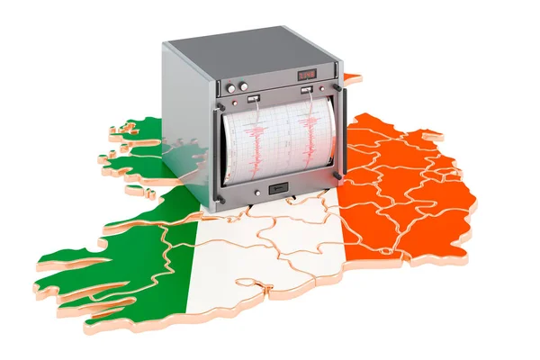 Землетрус Ірландії Концепція Сейсмограф Ірландській Карті Рендеринг Ізольований Білому Тлі — стокове фото