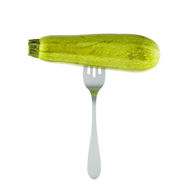 Courgette Abobrinha Garfo Renderização Isolada Fundo Branco — Fotografia de Stock