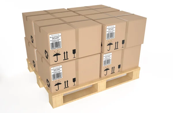 Cardboard boxes on pallet 1 — Stock Photo, Image