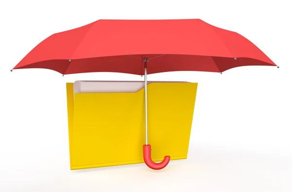 Folderu objęte czerwony parasol — Zdjęcie stockowe