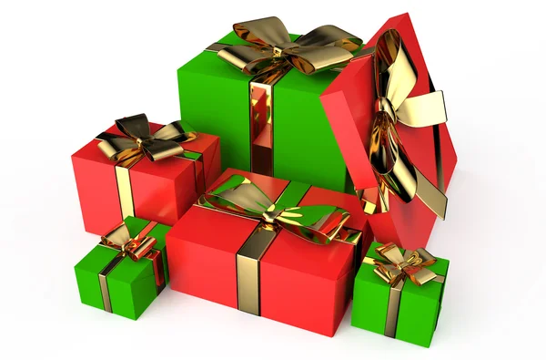 Geschenk rote und grüne Boxen 4 — Stockfoto