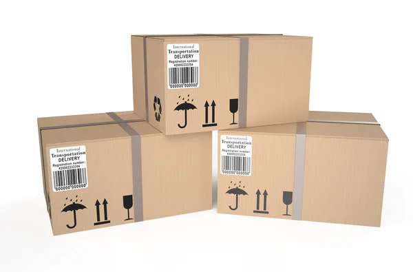 Три картонні коробки — стокове фото
