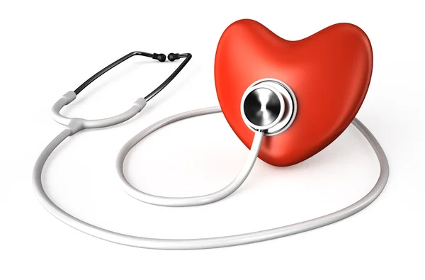 Stetoscopio bianco e cuore rosso — Foto Stock