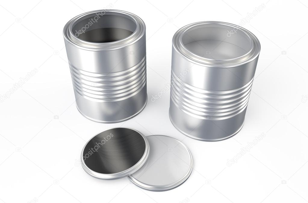 Download Latas de metal para pintura | Latas con pintura de color plata y negro — Foto de stock © alexlmx ...