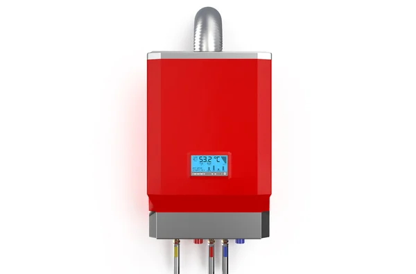 红色家用燃气锅炉热水器 — 图库照片