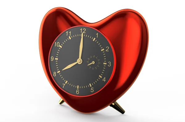 Red clock in the shape of heart — Stock Photo, Image