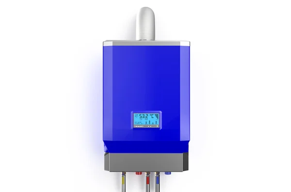 Blue home gas-fired boiler, water heater — Stock Image Blue home gas-fired boiler, water heater Stock Image