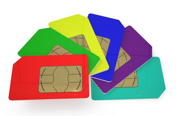 Grupo de cartões SIM a cores — Fotografia de Stock
