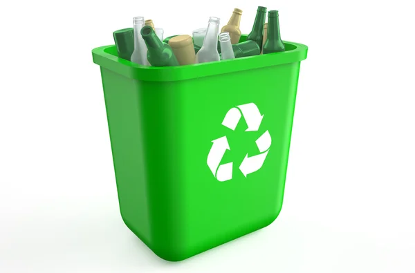 Recyclingbehälter mit Glasflaschen — Stockfoto
