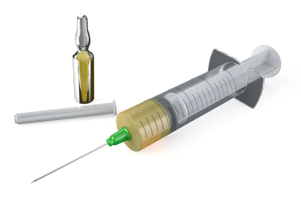 Syringe and ampoule, medicine concept — Stock Photo, Image