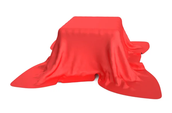 Box covered with a red cloth — Stock Photo, Image