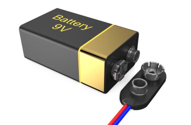 Tuğla transistör pil konektörü ile 9 volt 