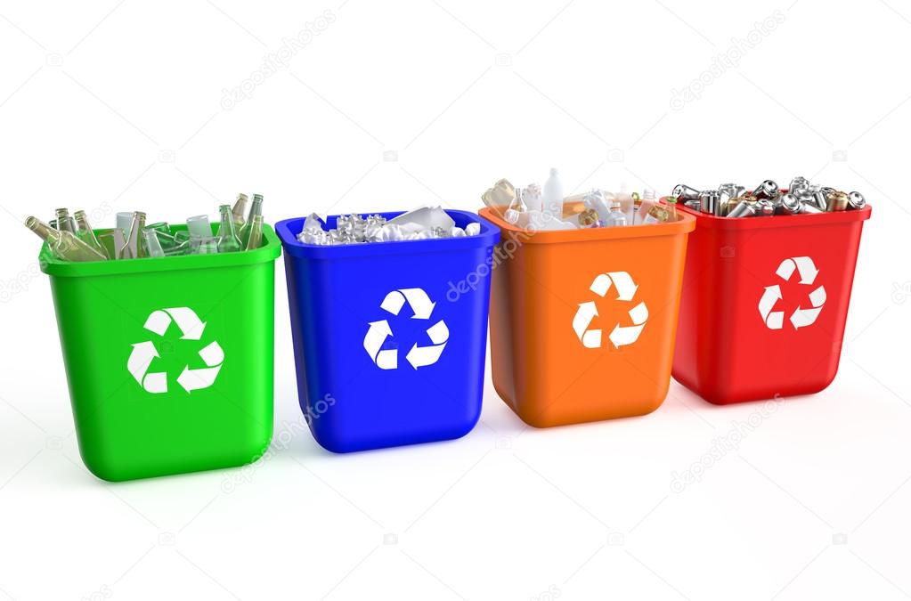 Recycling containers with  trash