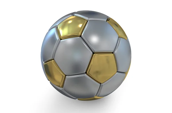 Golden and silver soccer ball — Stock Photo, Image