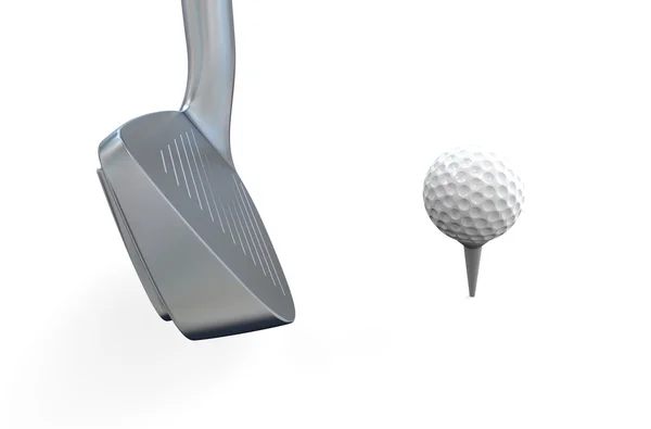 Beyaz golf topu ile golf club — Stok fotoğraf