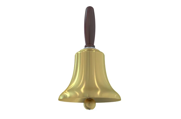 Золотий дзвінок з дерев'яною ручкою — стокове фото