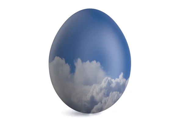 Uovo di Pasqua con cielo e nuvole — Foto Stock