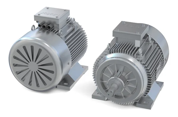 Industrial electric motors, front and back view — Stock Photo, Image