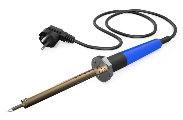 Soldering iron with blue handle — Stock Photo, Image