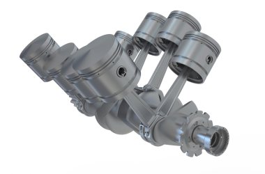 V8 motor piston ve dişli