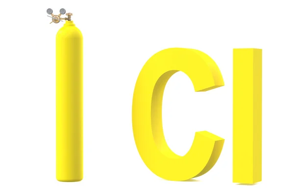 Bombola gas con cloro, con regolatore di pressione e riduttore — Foto Stock