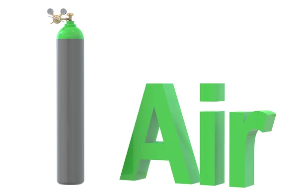 Gasflasche mit Luft, mit Druckregler und Reduzierventil Stockbild
