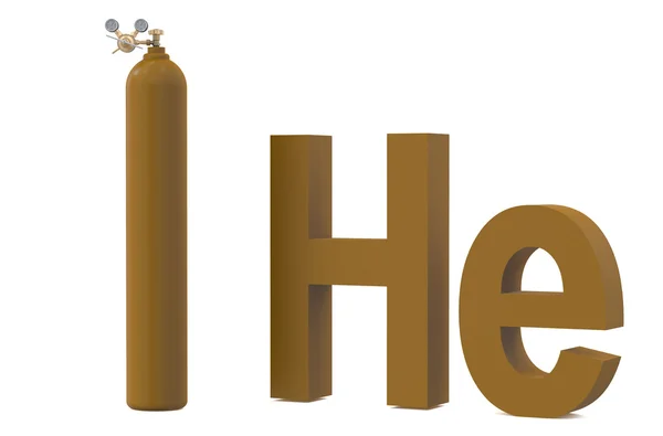 Gasflasche mit Helium er, mit Druckregler und Reduzierstoff Stockfoto