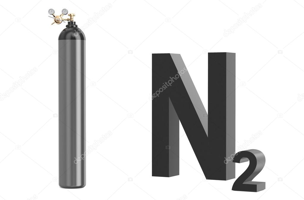 gas cylinder with nitrogen, with pressure regulator and reducing