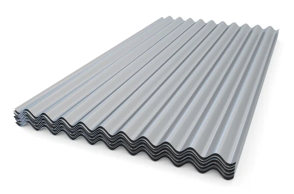 Falistej tabliczki metalowe do pokryć dachowych — Zdjęcie stockowe