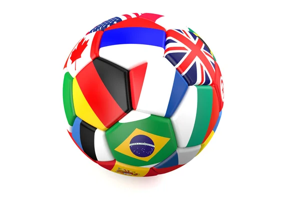 Футбольный мяч с флагами стран — стоковое фото