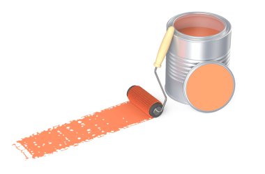 Turuncu boya ve rulo fırça ile olabilir