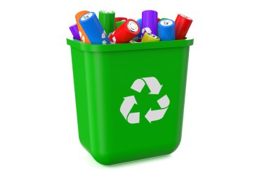 geri dönüşüm pil ile çöp tenekesi