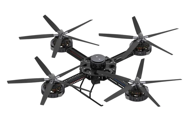 Black quadcopter drone with camera — Stock Photo, Image