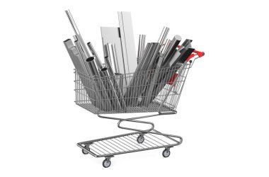 alışveriş sepeti ile haddelenmiş metal